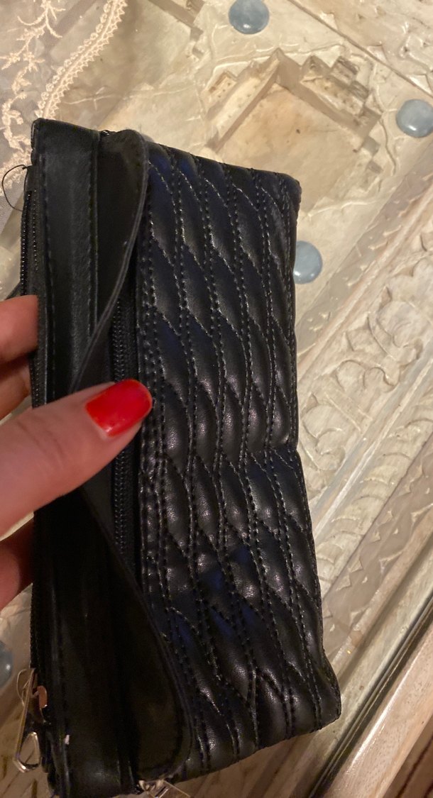 Kadın Siyah Deri Fermuarlı Clutch Cüzdan - Görsel 5