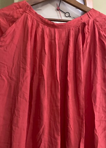 Kırmızı Uzun Salaş  Keten Etek - Görsel 3