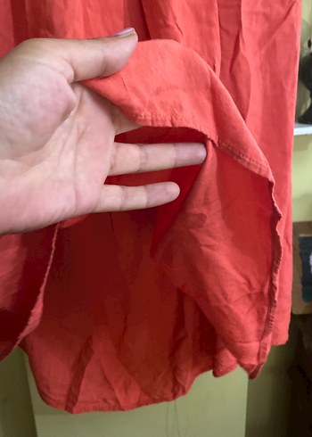 Kırmızı Uzun Salaş  Keten Etek - Görsel 7