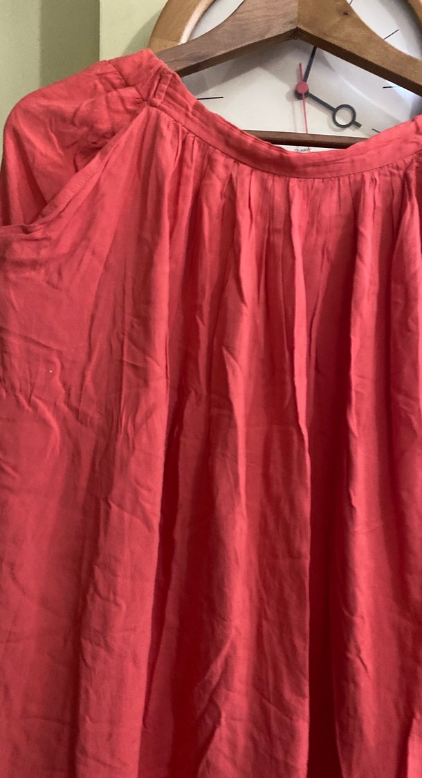 Kırmızı Uzun Salaş  Keten Etek - Görsel 4