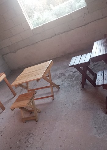 Koyu Kahverengi Ahşap  Masa ve Sandalyeleri - Görsel 4