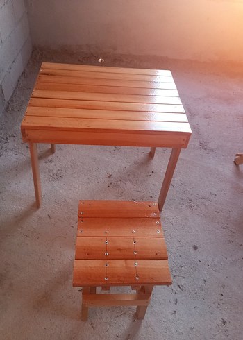 Koyu Kahverengi Ahşap  Masa ve Sandalyeleri - Görsel 3