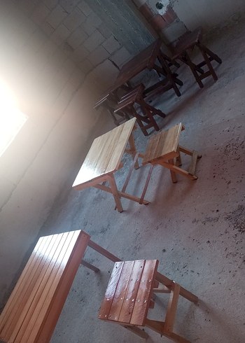 Koyu Kahverengi Ahşap  Masa ve Sandalyeleri - Görsel 6