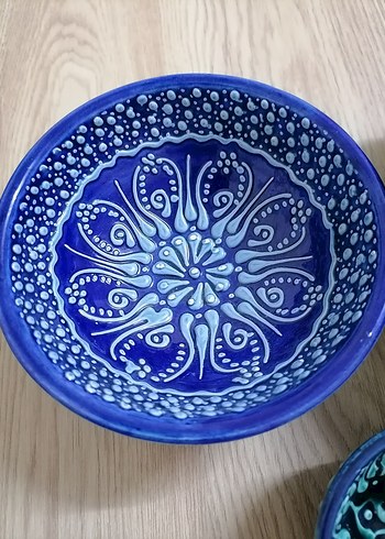 Turkuaz Renkli El İşçiliği Seramik Tabak - Görsel 3