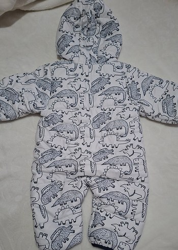 Mavi i Kapüşonlu Bebek Astronot Tulum, Fermuarlı, Desenli - Görsel 9