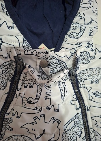 Mavi i Kapüşonlu Bebek Astronot Tulum, Fermuarlı, Desenli - Görsel 8