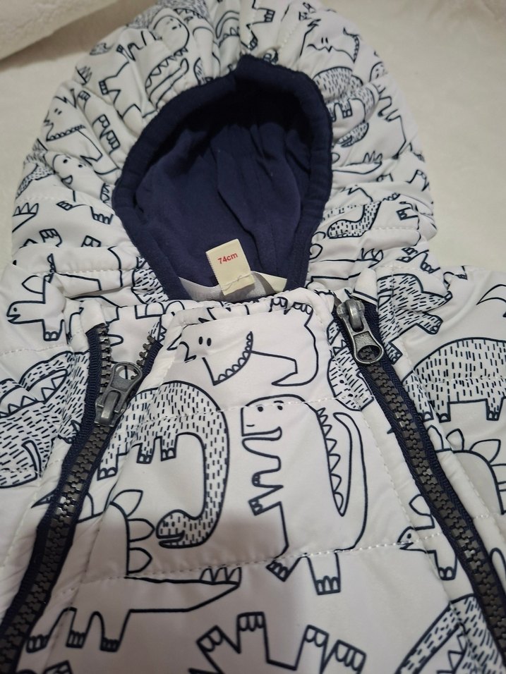 Mavi i Kapüşonlu Bebek Astronot Tulum, Fermuarlı, Desenli - Görsel 2