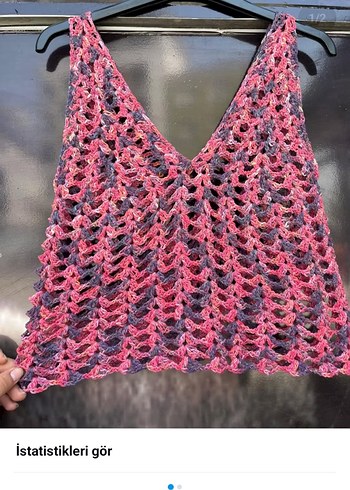 s Beden Çok Renkli Örgü Bohem Crop Top