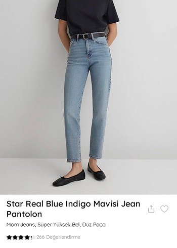 28 Beden Star Real Mavi Indigo Mom Jean Pantolon