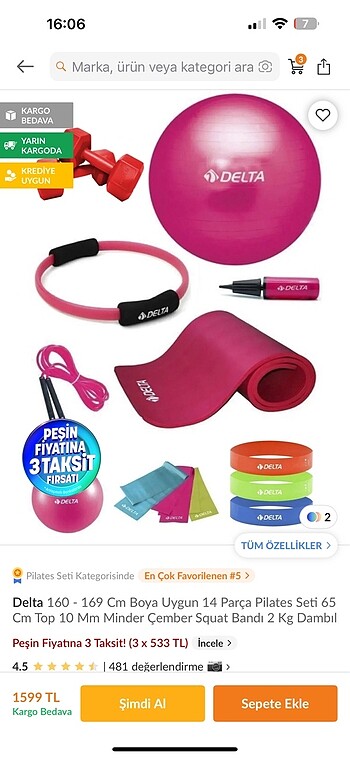 Delta pilates spor seti