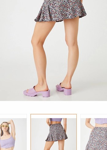 Koton Çiçekli Mini Volanlı şort Etek - Görsel 4