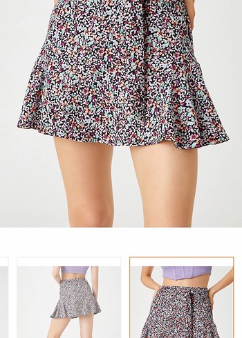 Koton Çiçekli Mini Volanlı şort Etek - Görsel 3