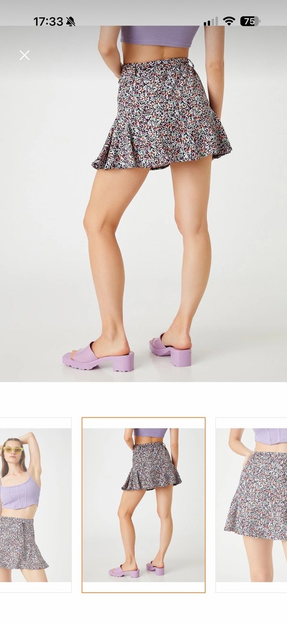 Koton Çiçekli Mini Volanlı şort Etek - Görsel 4