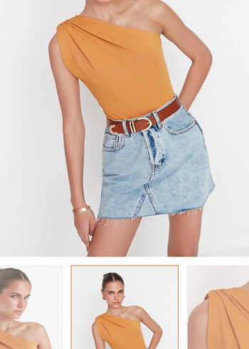 Tek Omuzlu çıtçıtlı Bluz - Görsel 2