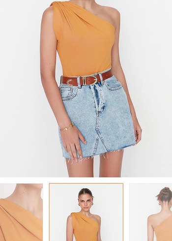 Tek Omuzlu çıtçıtlı Bluz - Görsel 3