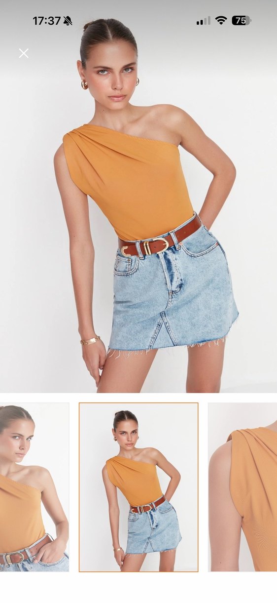 Tek Omuzlu çıtçıtlı Bluz - Görsel 2