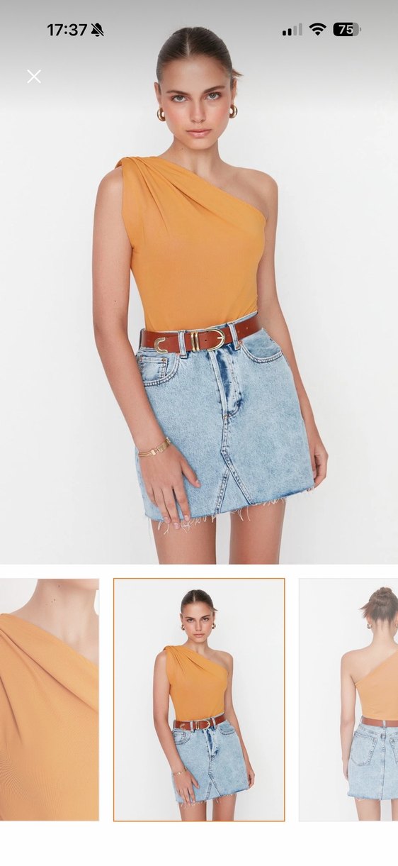 Tek Omuzlu çıtçıtlı Bluz - Görsel 3