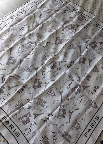 Bej Bohem Desenli Baskılı ipek esarp - Görsel 3