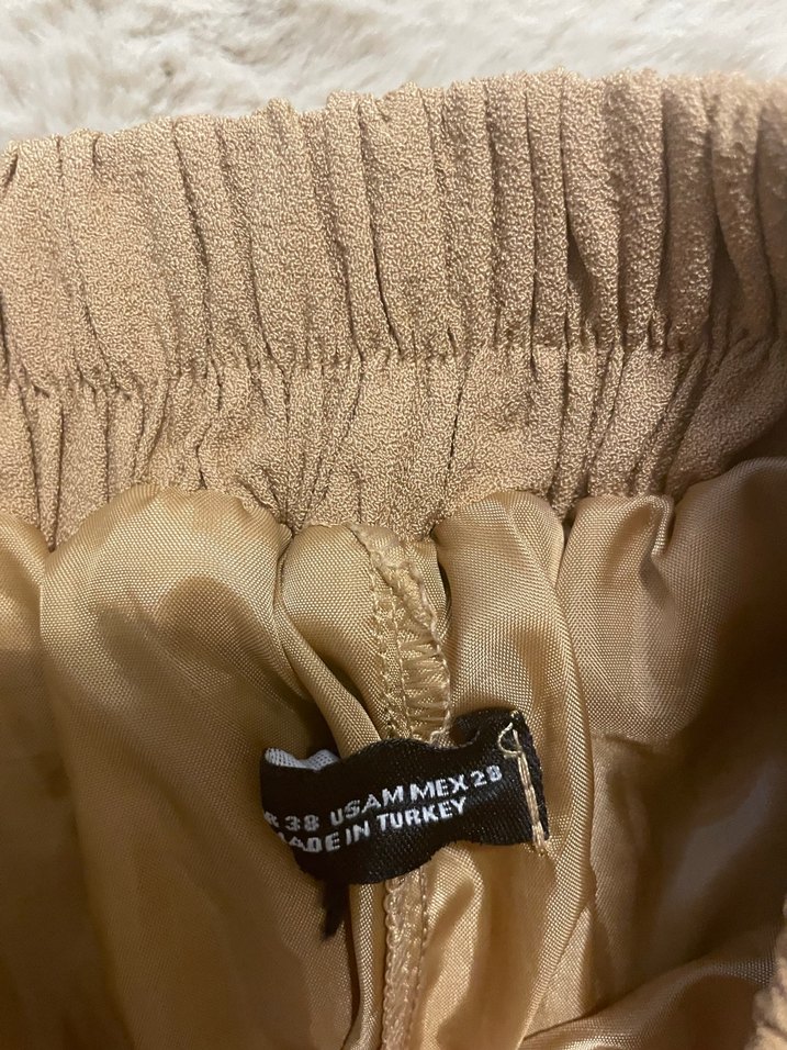 Bej Pilili Midi  Etek - Görsel 3