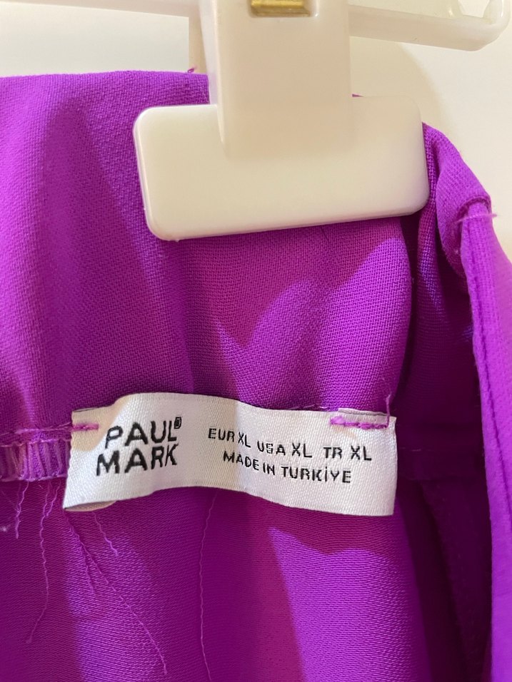 Kadın Mor Midi Düğmeli Saten Pantolon - Görsel 2