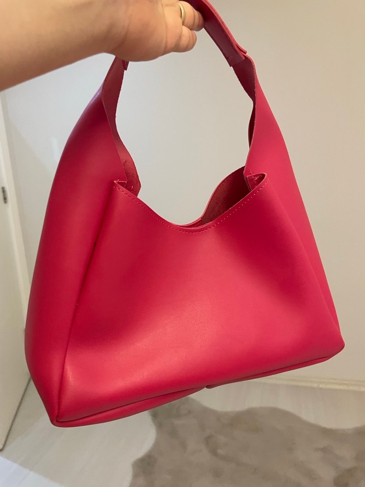 Pembe Deri Minimalist Kadın Çanta - Görsel 2