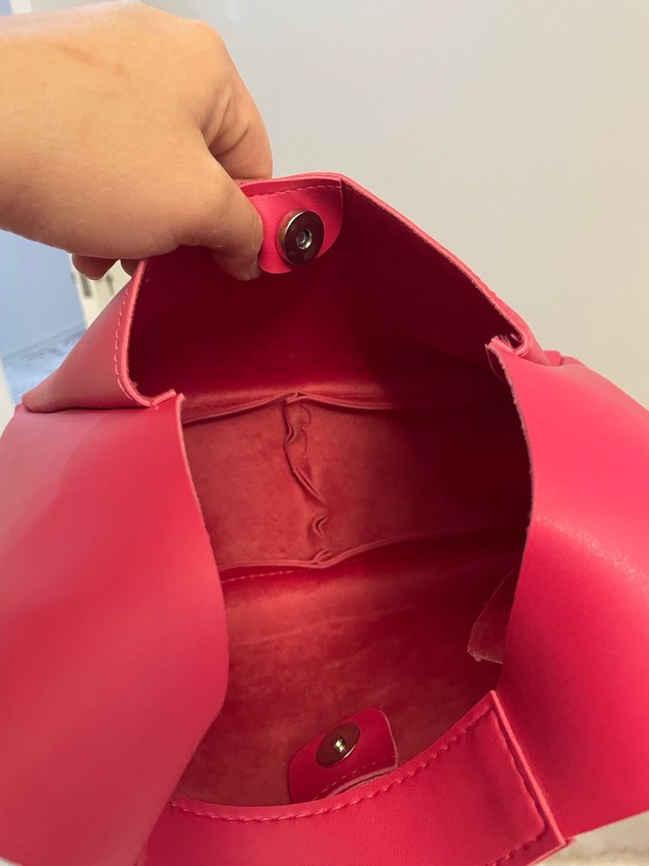 Pembe Deri Minimalist Kadın Çanta - Görsel 4