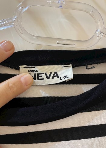 Kadın Siyah Beyaz Çizgili Pamuklu Tunik - Görsel 2