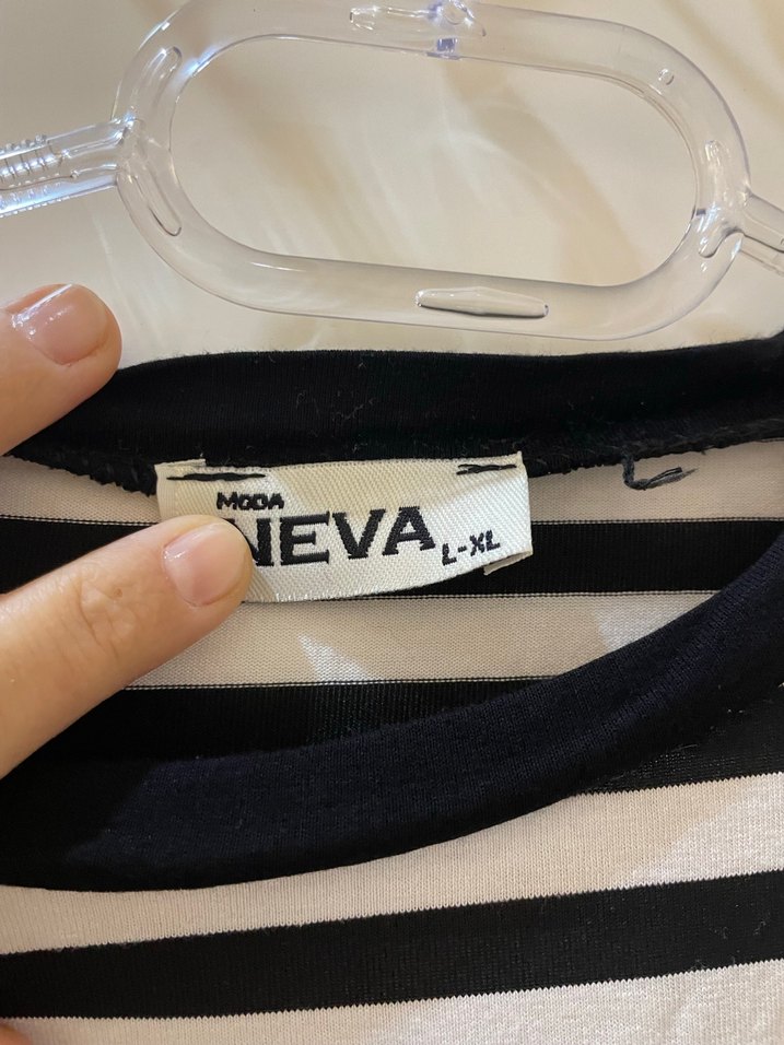 Kadın Siyah Beyaz Çizgili Pamuklu Tunik - Görsel 2