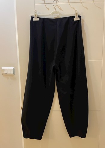 Siyah Midi Kadın Salaş Kumaş Pantolon - Görsel 3