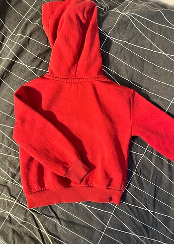 unisex Çocuk Kırmızı Kapüşonlu Sweatshirt - Görsel 3