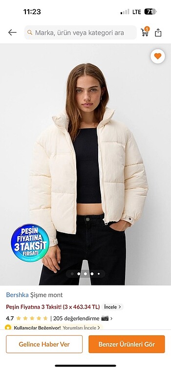 Bershka krem sisme mont