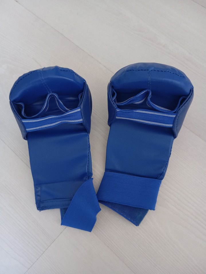 Erkek Mavi Deri Boks Eldiveni Velcro - Görsel 3