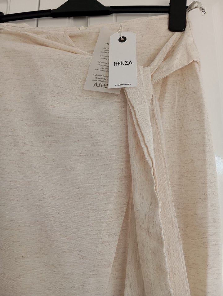 Bej önden baglamalı etek - Görsel 3