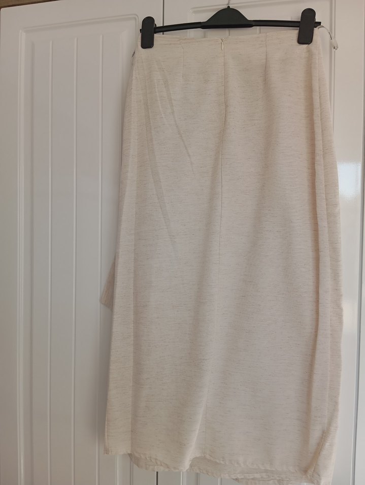 Bej önden baglamalı etek - Görsel 5