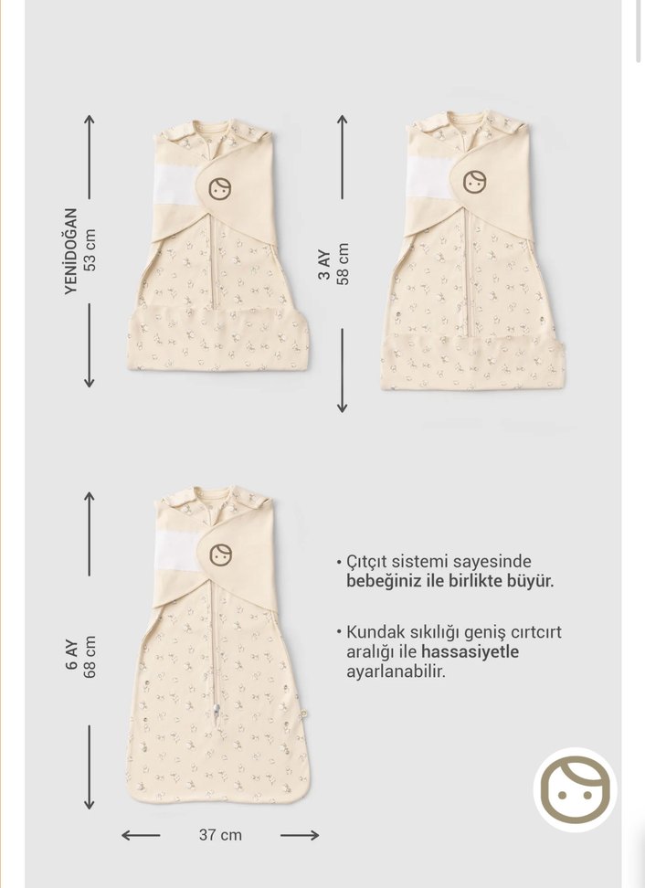 Organik Pamuklu Bebek Uyku Tulumu 0/6 ay - Görsel 3