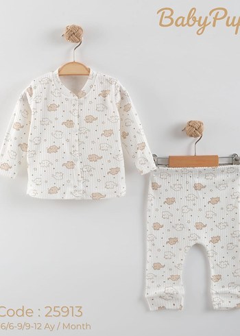 Beyaz Bebek Örme Pamuklu Takım - Görsel 5