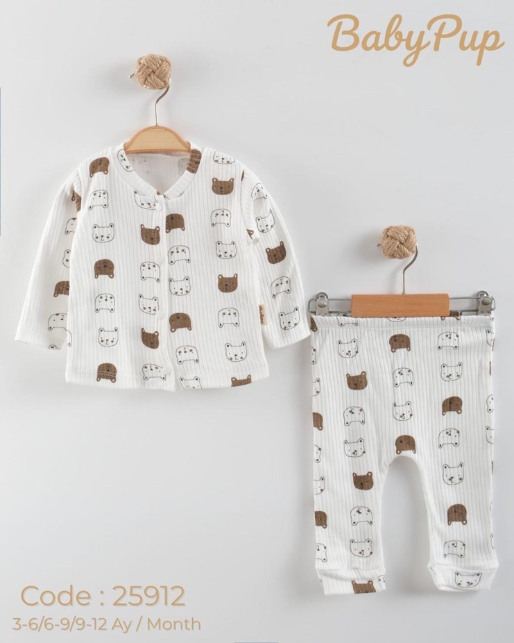 Beyaz Bebek Örme Pamuklu Takım - Görsel 2