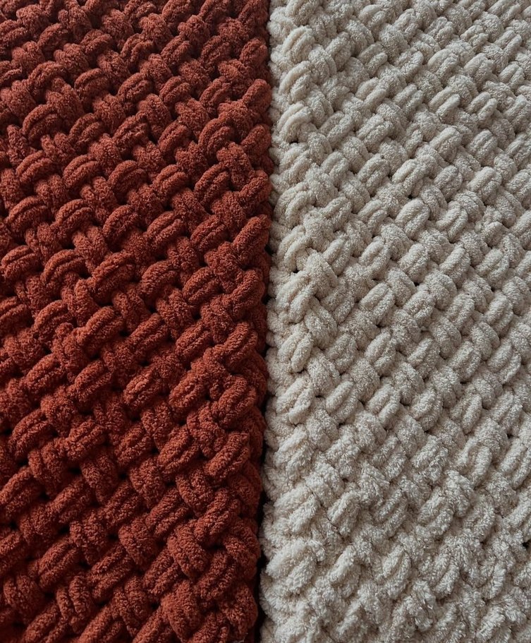 PUFFY Çocuk Örgü Battaniye - Kahverengi ve Gri - Görsel 2