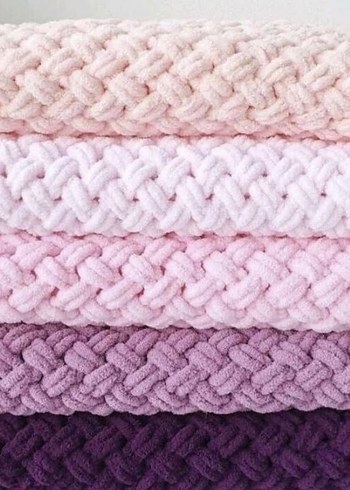 PUFFY Nakışlı Pembe Örgü Çocuk Battaniyesi