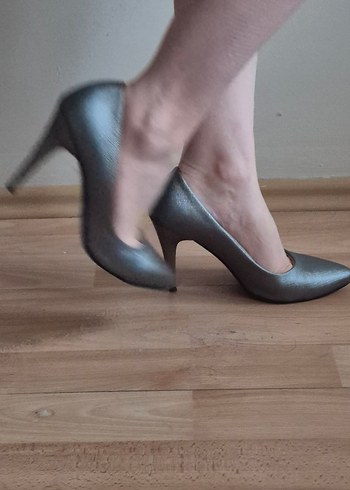 Klasik Topuklu Silver Ayakkabı - Görsel 7