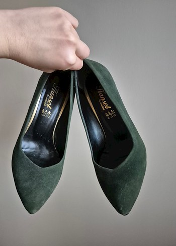 Yeşil Süet Kadın Topuklu Stiletto - Görsel 2