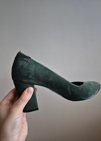 Yeşil Süet Kadın Topuklu Stiletto - Görsel 4