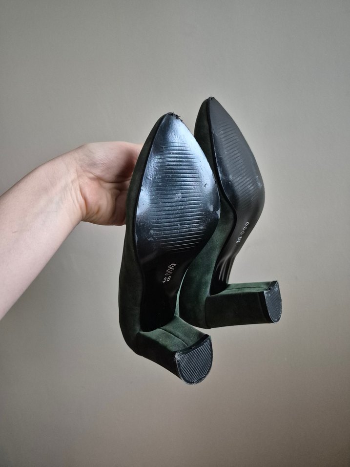 Yeşil Süet Kadın Topuklu Stiletto - Görsel 3