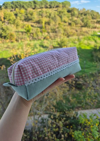 Pembe Vintage Kadın Makyaj Çantası - Görsel 2