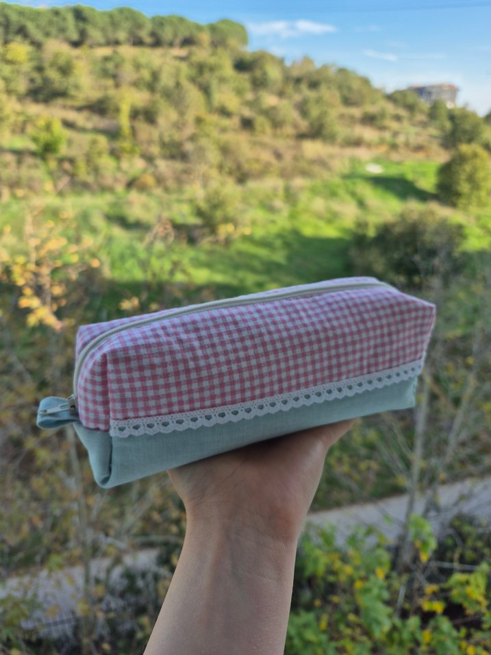 Pembe Vintage Kadın Makyaj Çantası - Görsel 4