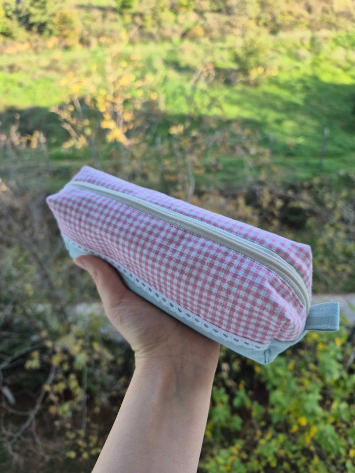 Pembe Vintage Kadın Makyaj Çantası - Görsel 5