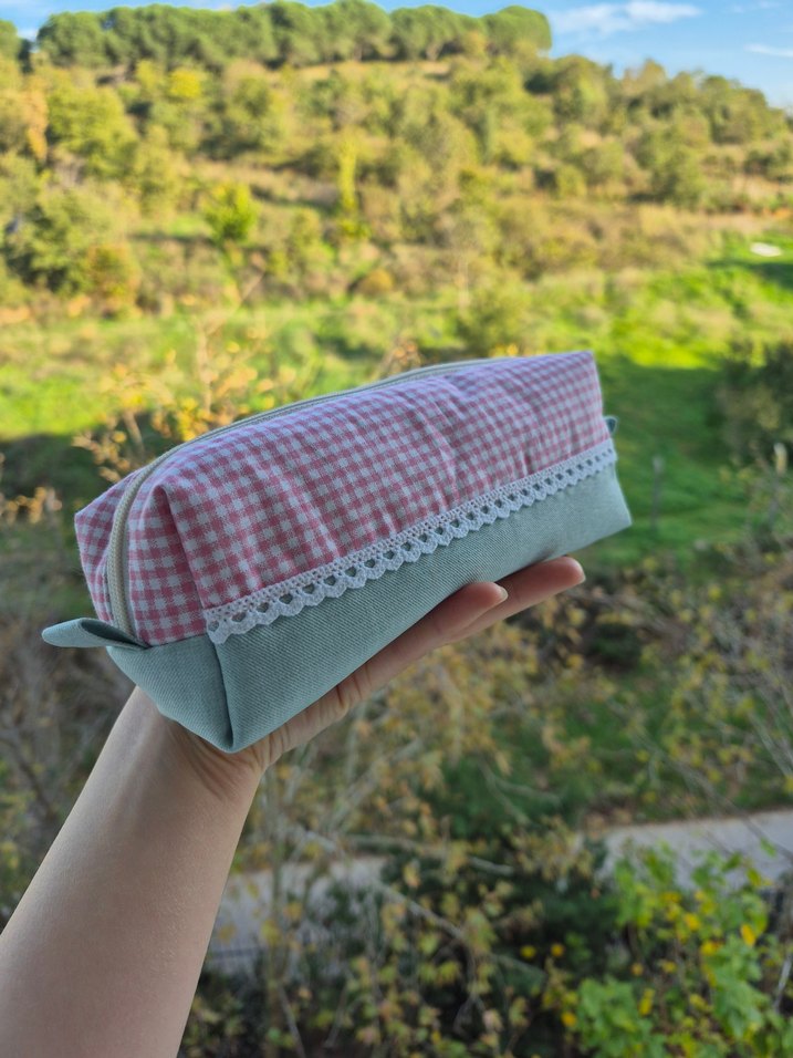 Pembe Vintage Kadın Makyaj Çantası - Görsel 2