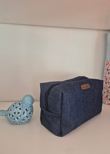 Kot Kumaş Fermuarlı Makyaj Çantası - Görsel 4