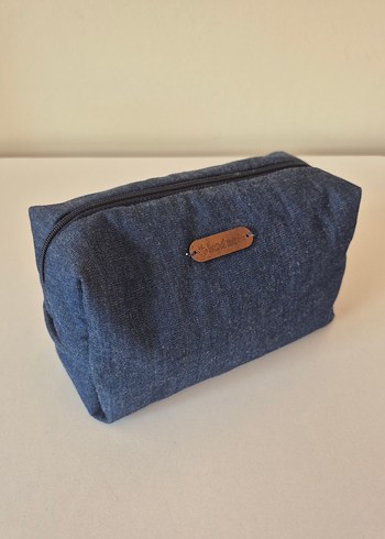 Kot Kumaş Fermuarlı Makyaj Çantası - Görsel 2