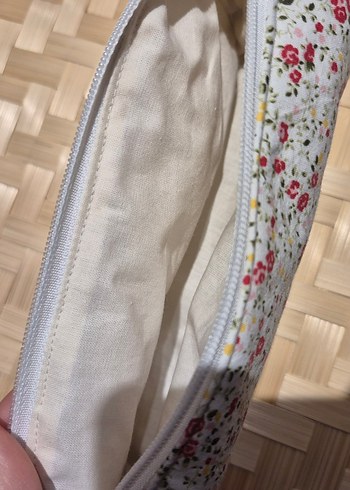 Fermuarlı Mavi Çiçekli Bohem Makyaj Çantası - Görsel 3